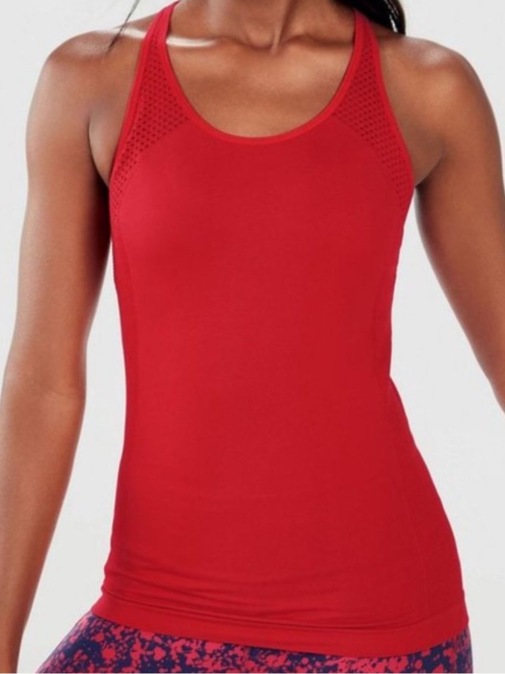 Fabletics Delta Seamless III Performance Tank Red M Running Workout Kate Hudson